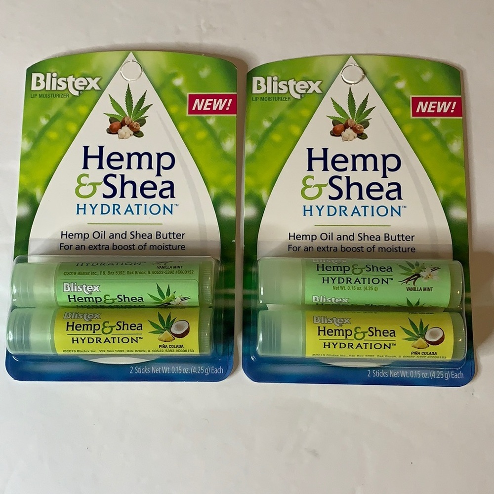 BLISTEX Flavored Lip Balm Hemp Oil & Shea Butter 2 Packs New